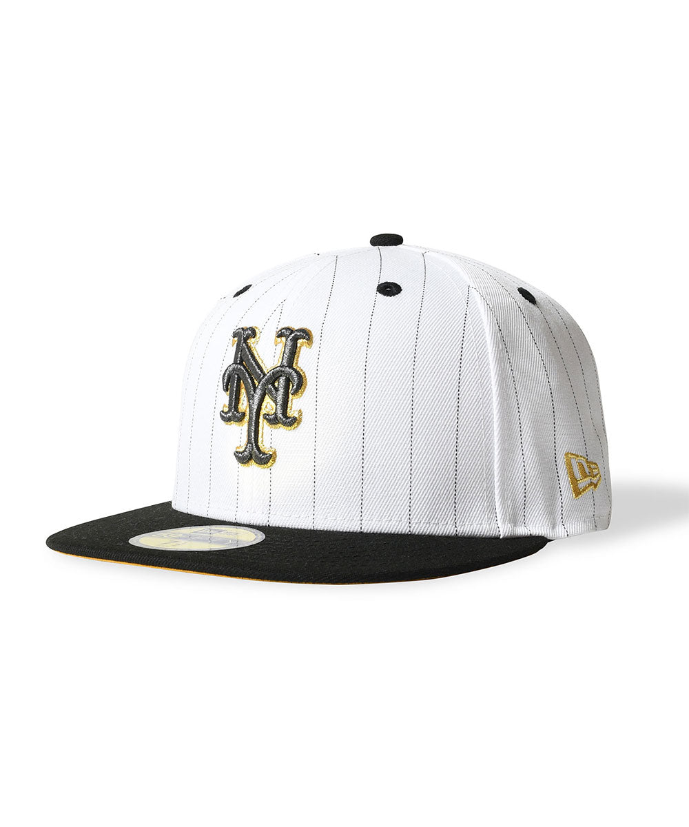 NEW ERA - NEW YORK METS CO 50TH 59FIFTY WHITE PINSTRIPE BLACK 【14909307】