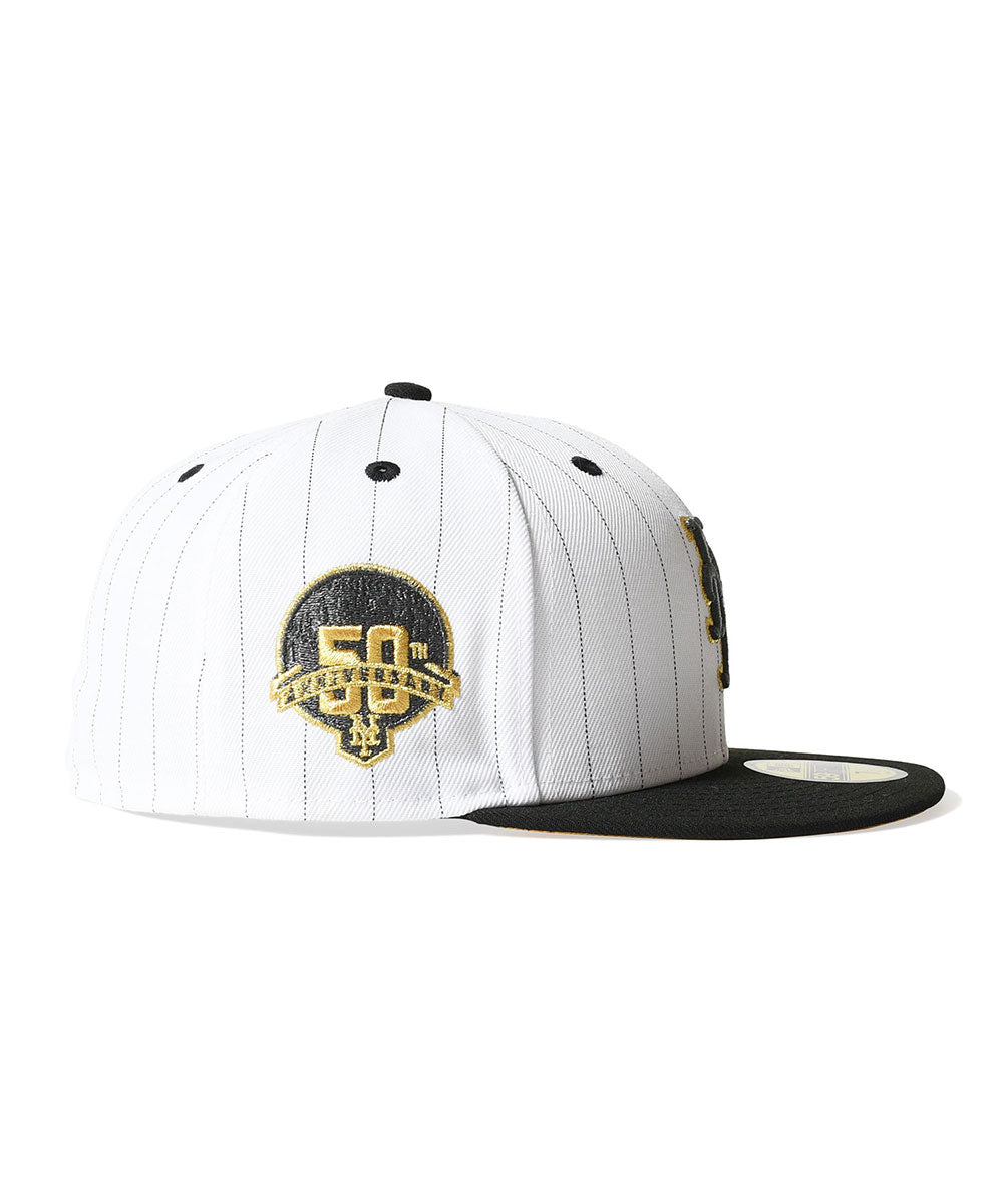 NEW ERA - NEW YORK METS CO 50TH 59FIFTY WHITE PINSTRIPE BLACK 【14909307】