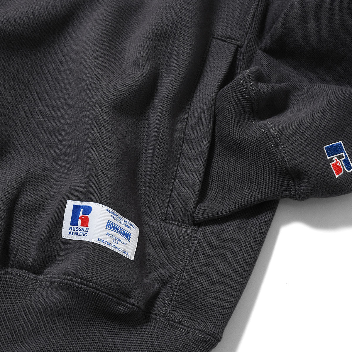 RUSSELL ATHLETIC | HOMEGAME - PRO COTTON LOOPBACK TERRY SWEAT HOODIE BLACK 【26FW-HG-001】