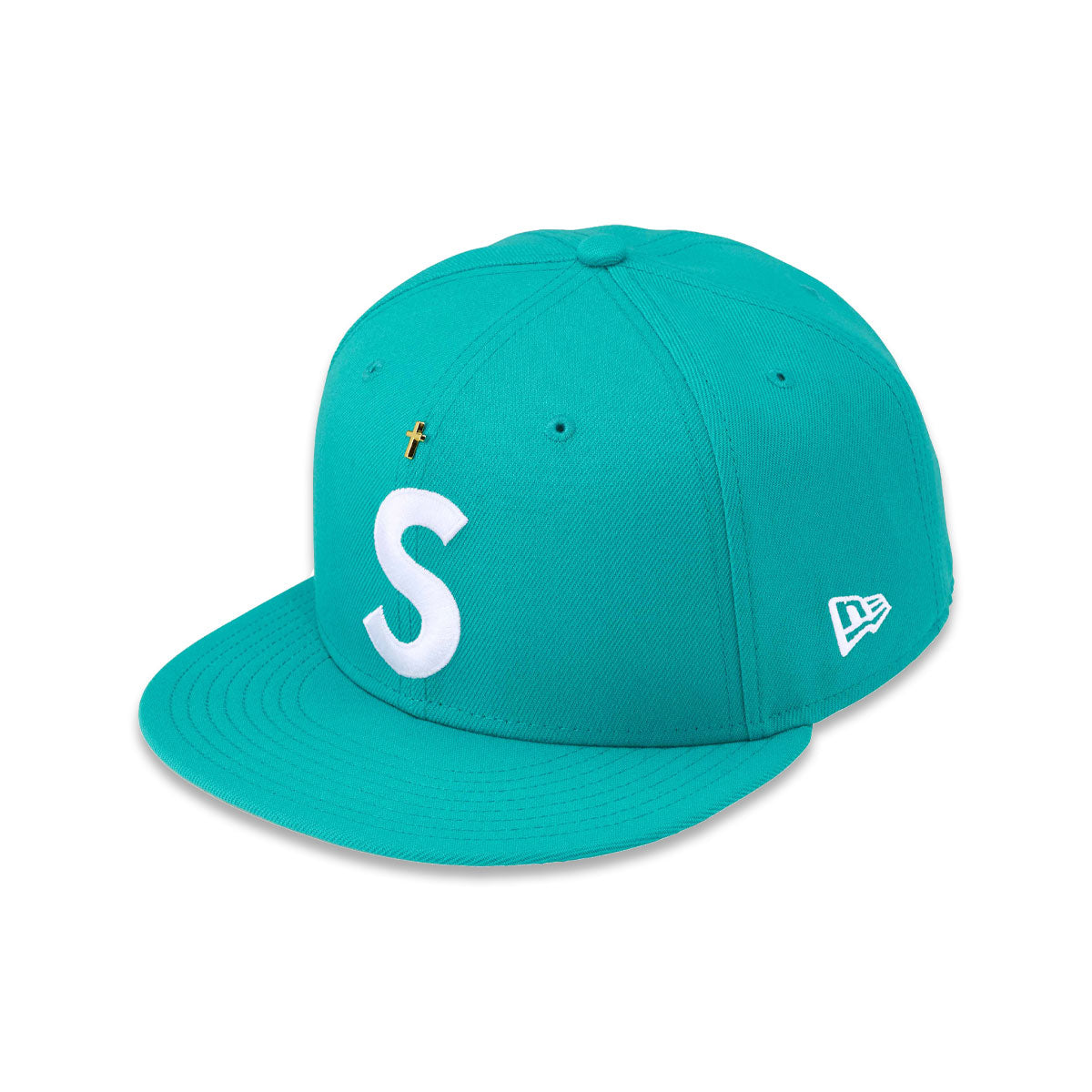 Supreme × New Era -  59fifty Gold Cross S Logo TEAL