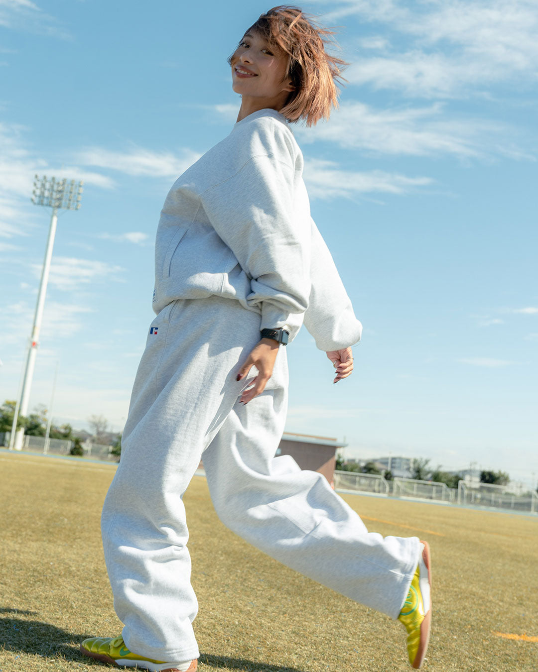 RUSSELL ATHLETIC | HOMEGAME - PRO COTTON LOOPBACK TERRY SWEAT CREWNECK ASH【26FW-HG-002】