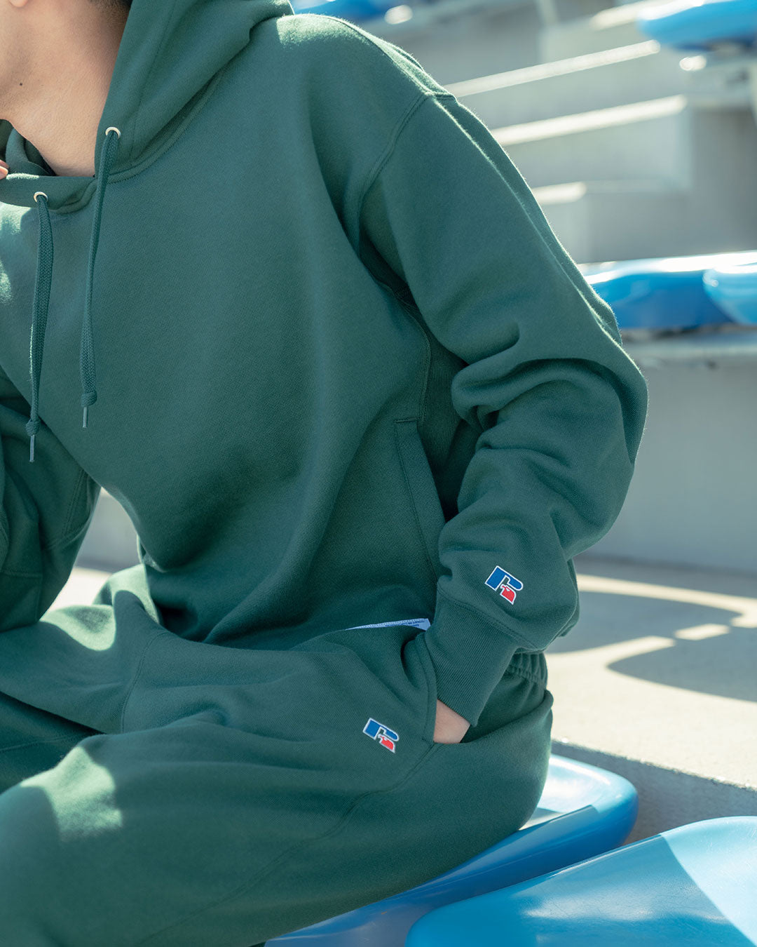 RUSSELL ATHLETIC | HOMEGAME - PRO COTTON LOOPBACK TERRY SWEAT HOODIE GREEN【26FW-HG-001】