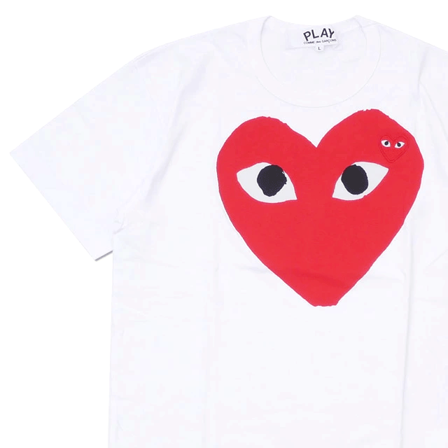 【激レア】コムデギャルソン PLAY Tシャツ ハートロゴ 4連ロゴ ホワイト PLAY CDG BIG & MINI HEART T-SHIRT WHITE/RED プレイ コム デ