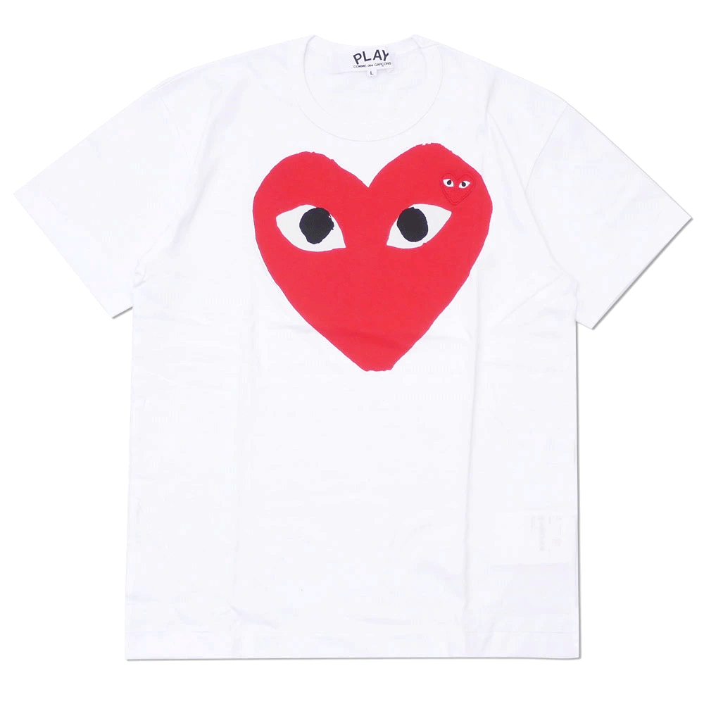 PLAY CDG  BIG ＆ MINI HEART T-SHIRT WHITE/RED プレイ コム デ ギャルソン ミニビッグ ハート Tシャツ ホワイト/レッド【AX-T026-051】