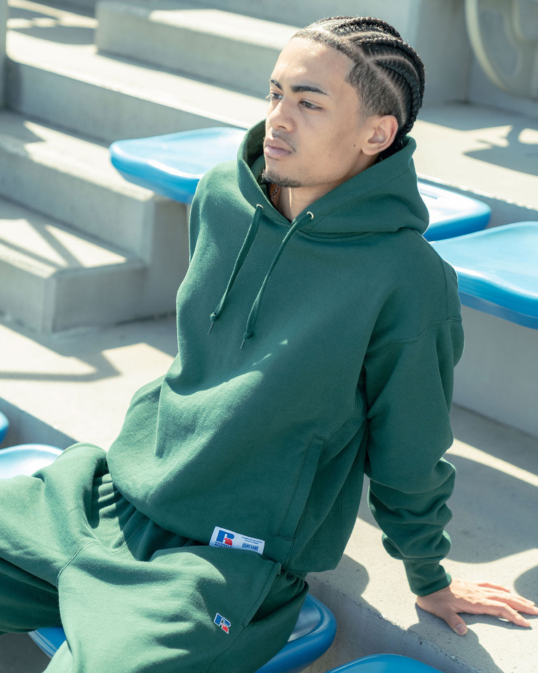 RUSSELL ATHLETIC | HOMEGAME - PRO COTTON LOOPBACK TERRY SWEAT HOODIE GREEN【26FW-HG-001】