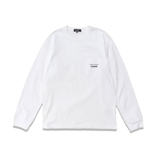 COMME des GARCONS HOMME - COTTON LOGO L/S TEE WHITE 【HO-T102-051】