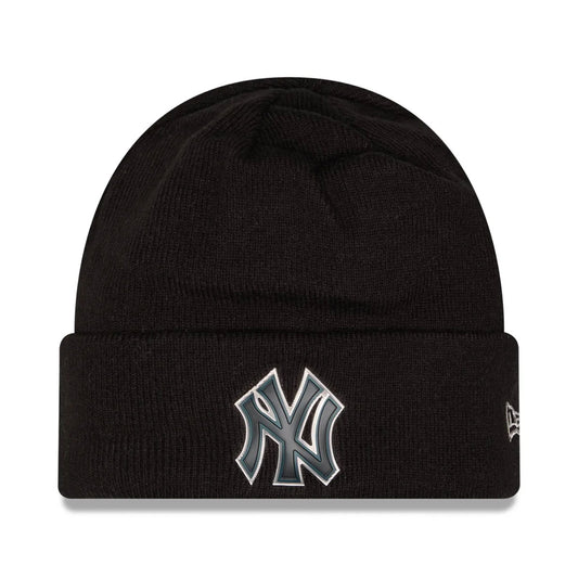 NEW ERA - New York Yankeess Chrome Cuffed Knit Hat Black 【60920517】