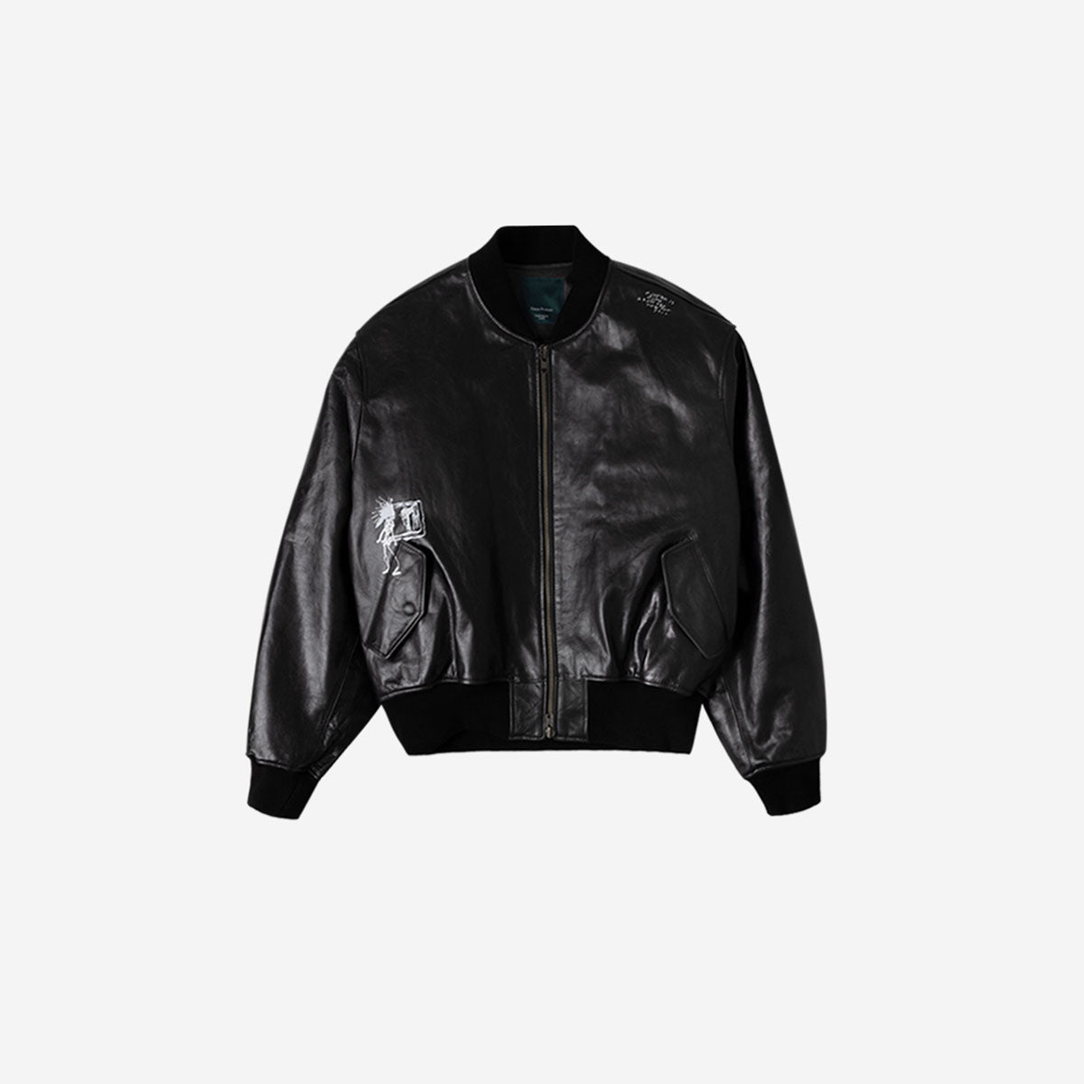 Undermycar - UNKNOWN ARTWORK PRINTED GOAT SKIN BOMBER BLACK