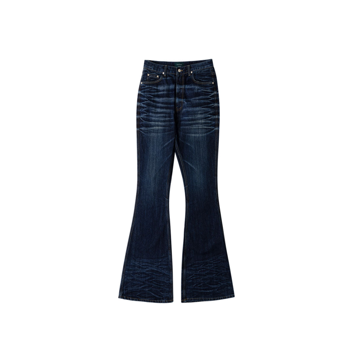 Undermycar - WRINKLED INDIGO WIDE FLARE JEANS INDIGO BLUE