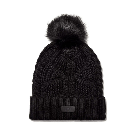 UGG - W CABLE BEANIE WITH POM 【100819-BLK】