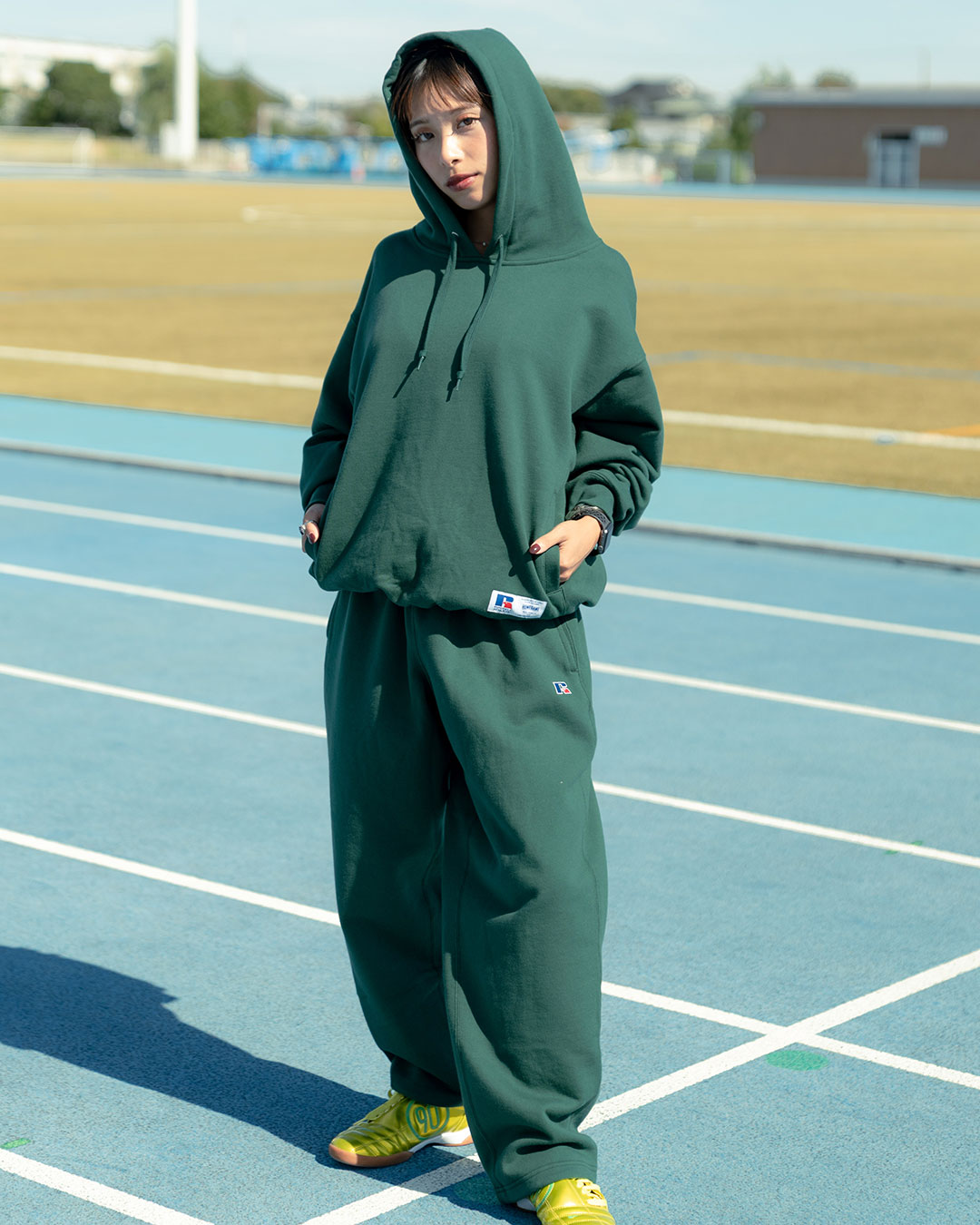 RUSSELL ATHLETIC | HOMEGAME - PRO COTTON LOOPBACK TERRY SWEAT HOODIE GREEN【26FW-HG-001】