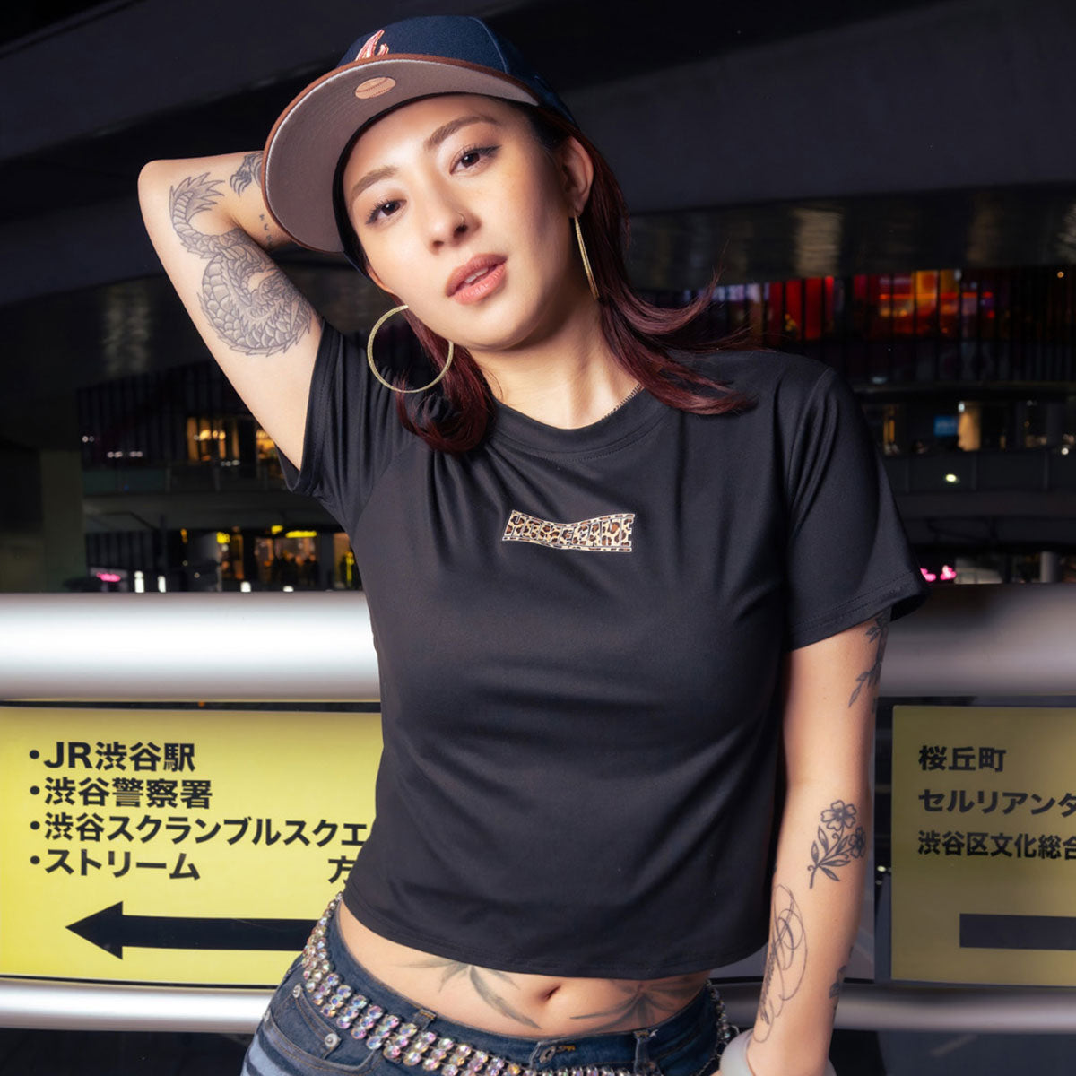 HOMEGAME - HOMEGAME LEOPARD LOGO CROPPED TEE BLACK【HG260152】