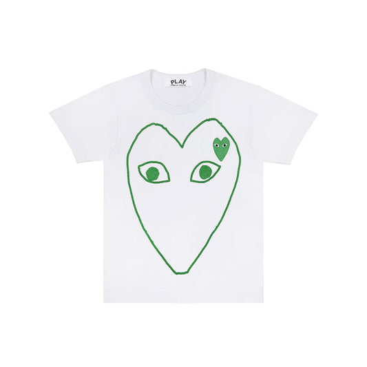 PLAY CDG T-SHIRT "WHITE/GREEN (GREEN MINI HEART)" プレイ コム デ ギャルソン Tシャツ "ホワイト/グリーン (グリーン ミニハート)"【AX-T104-051】