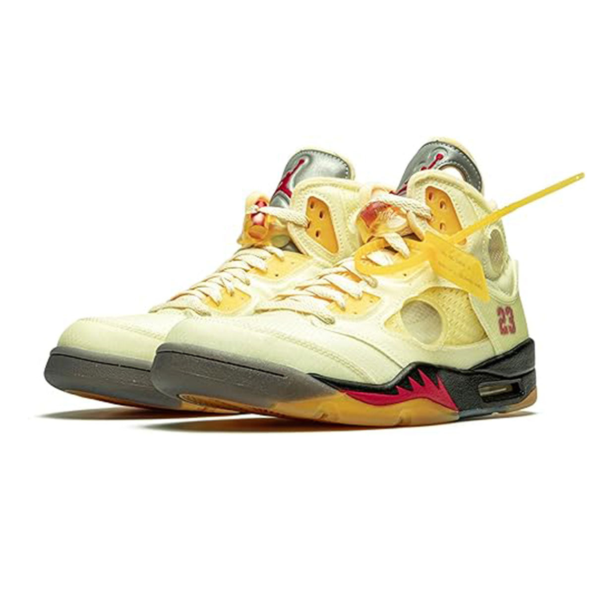 NIKE × OFF-WHITE AIR JORDAN 5 RETRO SP (SAIL/FIRE RED-MUSLIN-BLACK) Nike × Off-White Air Jordan 5 Retro SP “Sail” [dh8565-100]