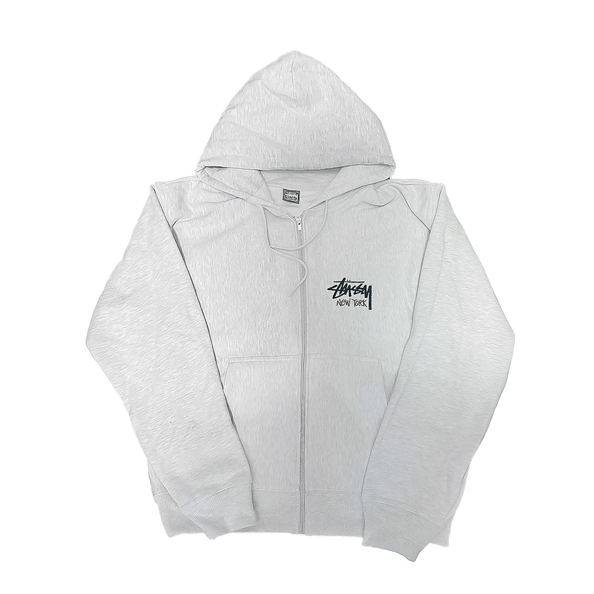 STUSSY - NEW YORK SHOP LIMITED ZIP UP HOODIE ASH GRAY