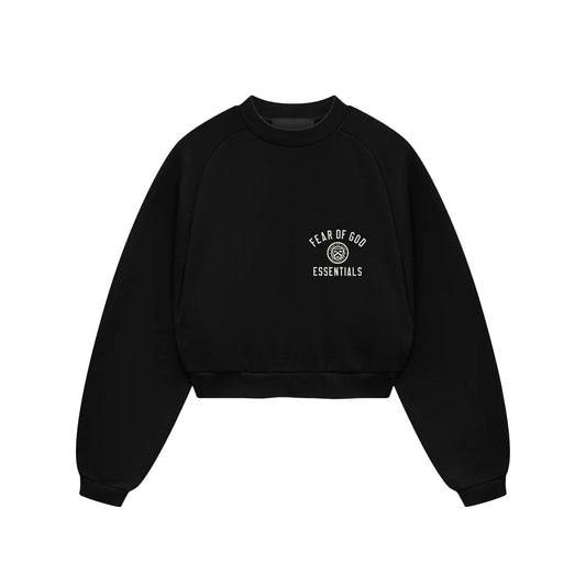 Fear of God ESSENTIALS - FLEECE CROPPED CREWNECK BLACK 【192HO247380FW】