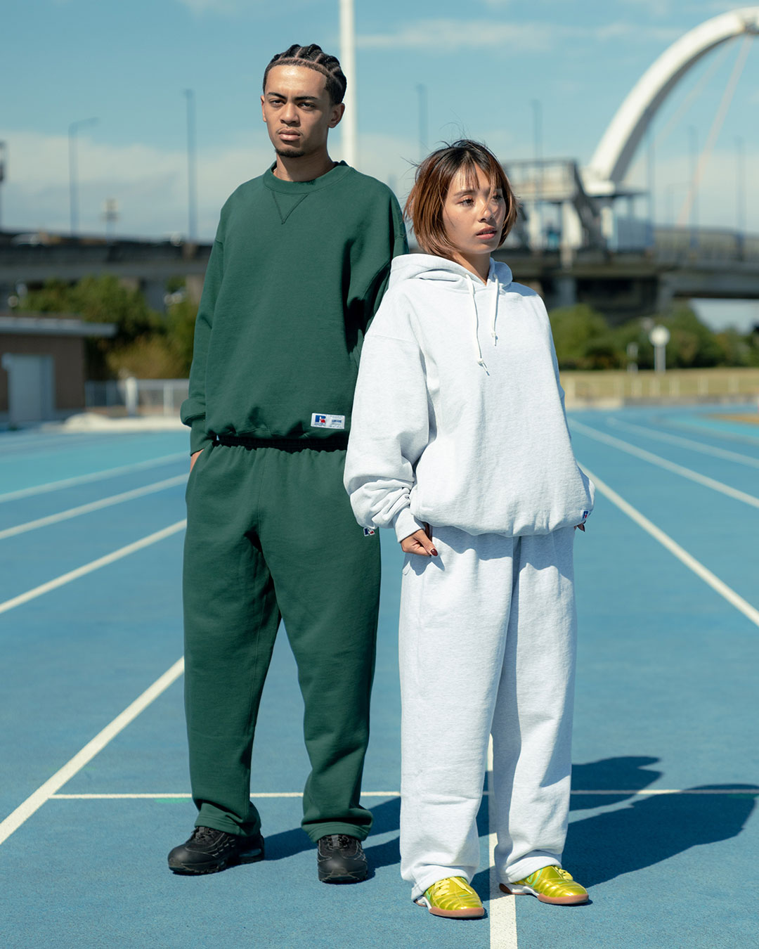 RUSSELL ATHLETIC | HOMEGAME - PRO COTTON SHELTE CH WARM SWEAT PANTS GREEN【26FW-HG-003】