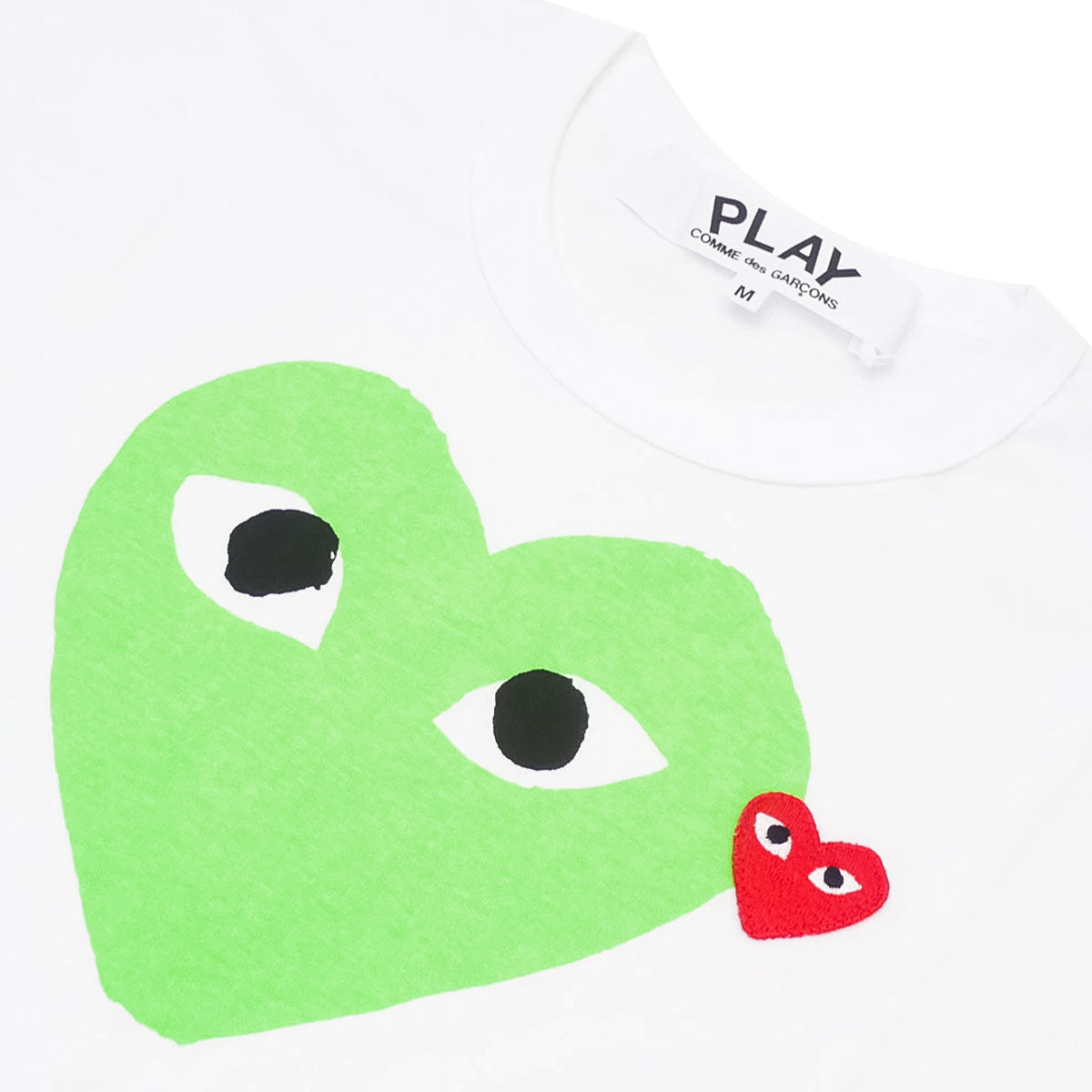 PLAY CDG BIG HEART T-SHIRT "WHITE/GREEN (RED MINI HEART)" プレイ コム デ ギャルソン ビッグ ハート Tシャツ "ホワイト/グリーン (レッド ミニハート)" 【AX-T106-051】