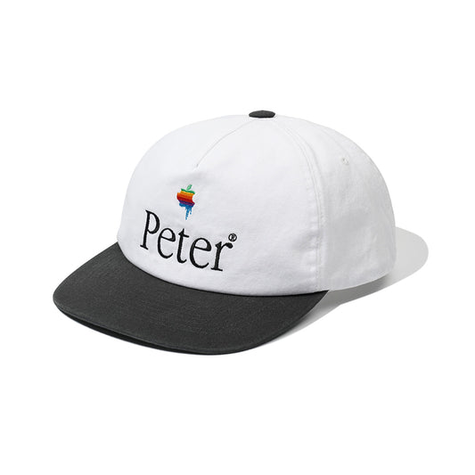 MY NAME IS PETER - 5 PANEL PAPPLE CAP WHITE & CHARCOAL
