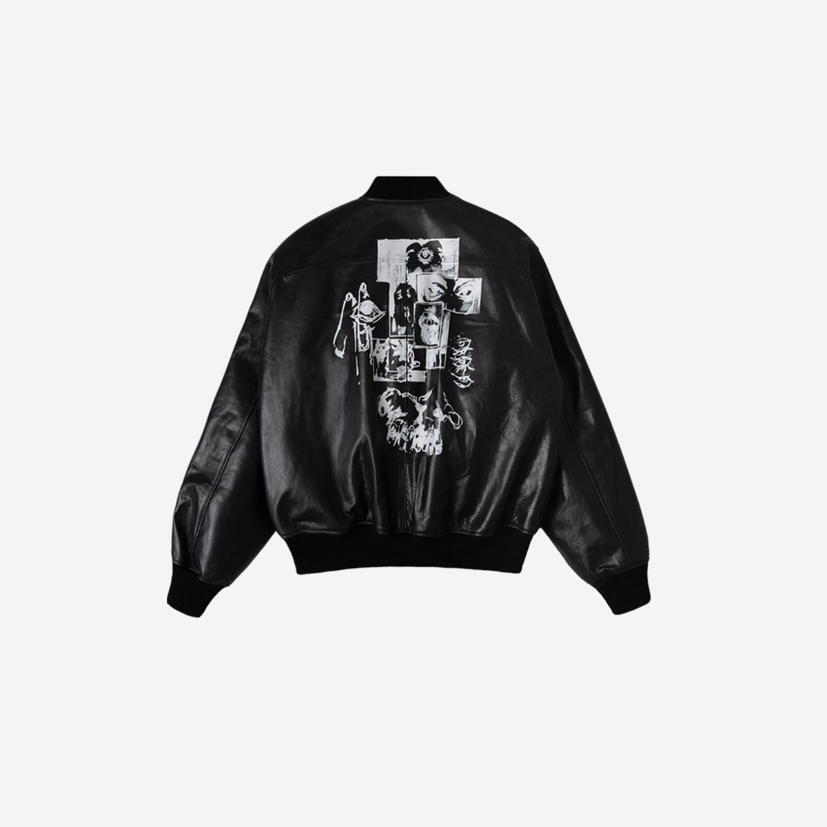 Undermycar - UNKNOWN ARTWORK PRINTED GOAT SKIN BOMBER BLACK