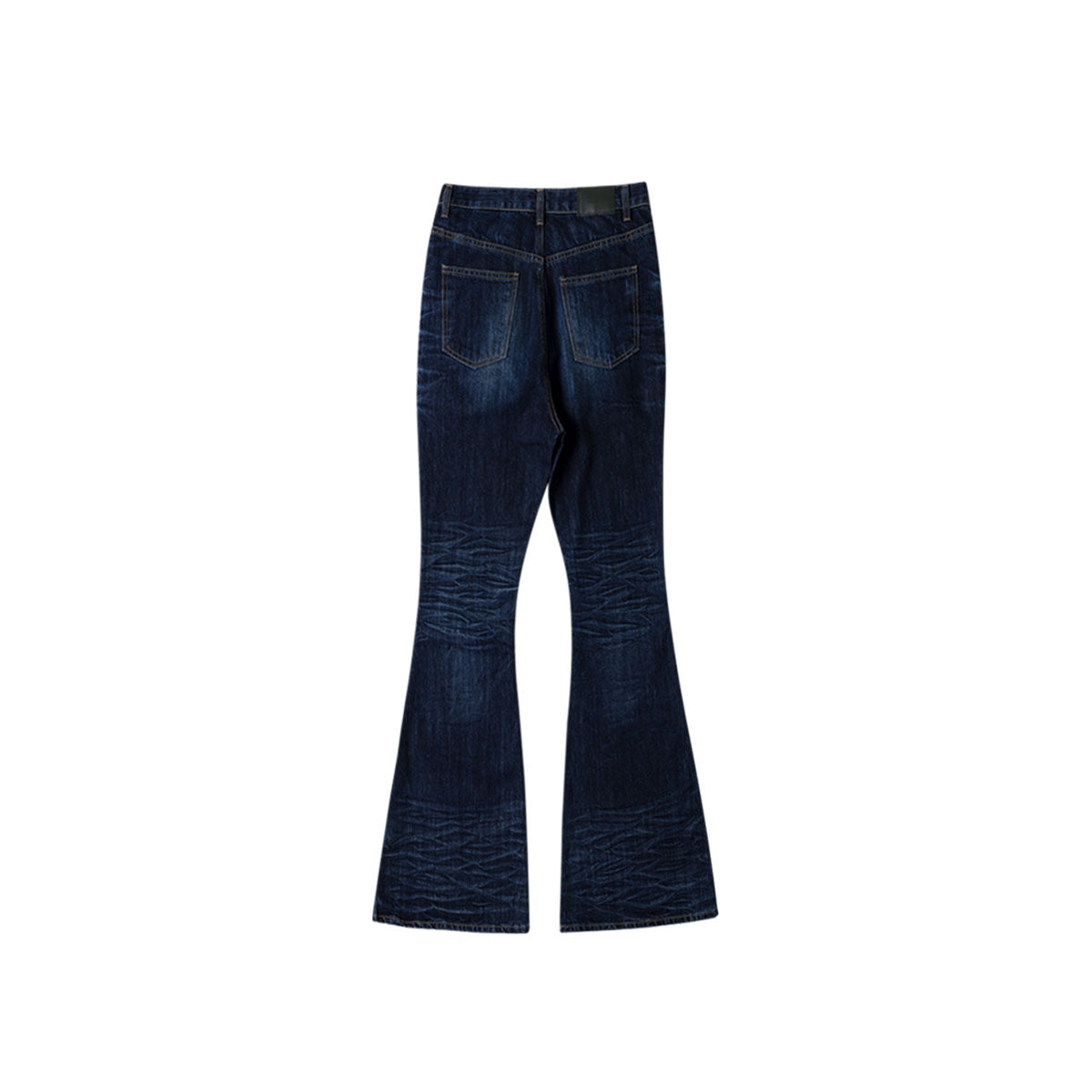 Undermycar - WRINKLED INDIGO WIDE FLARE JEANS INDIGO BLUE