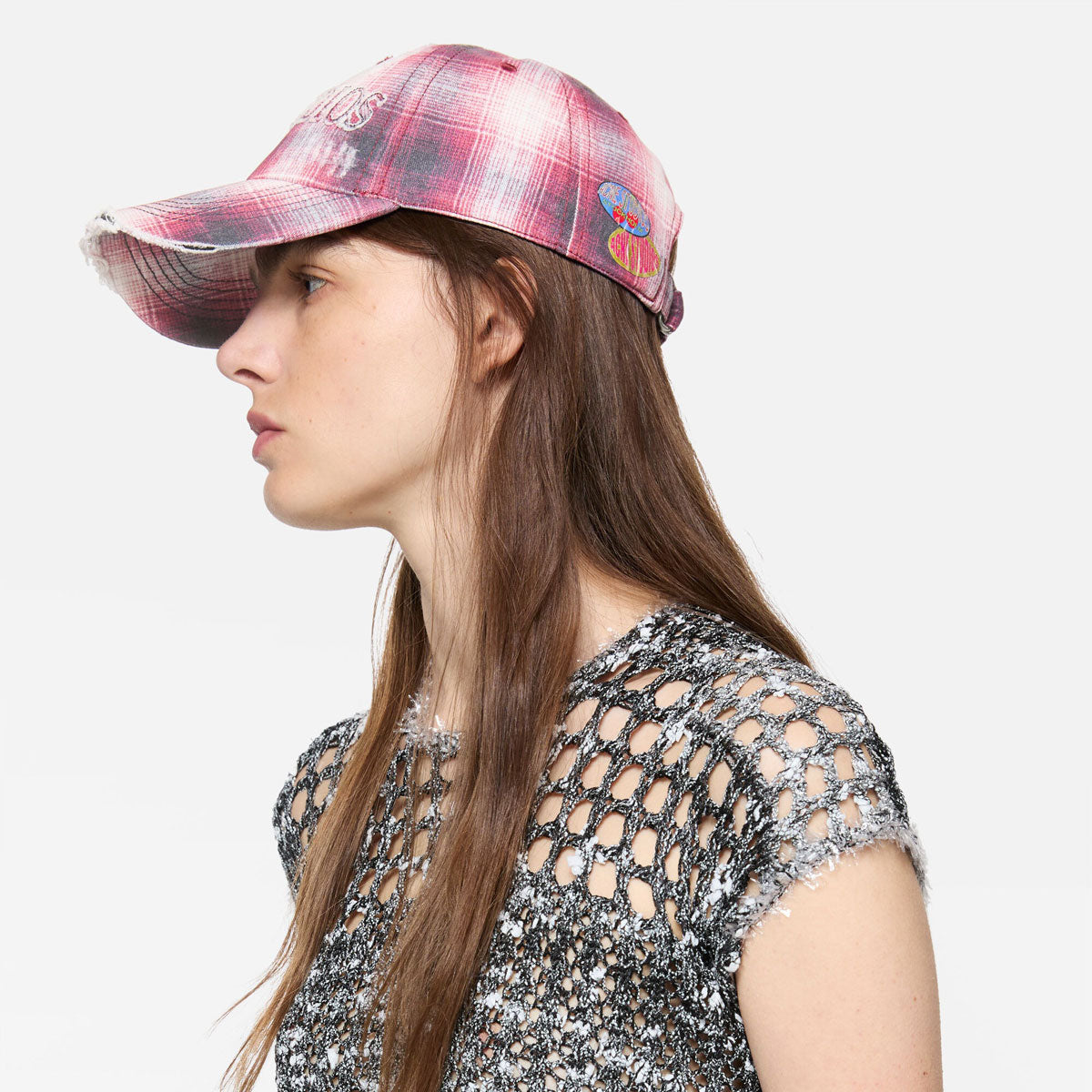 Acne Studios - Distressed cap RED/BLUE 【FN-UX-HATS000335】
