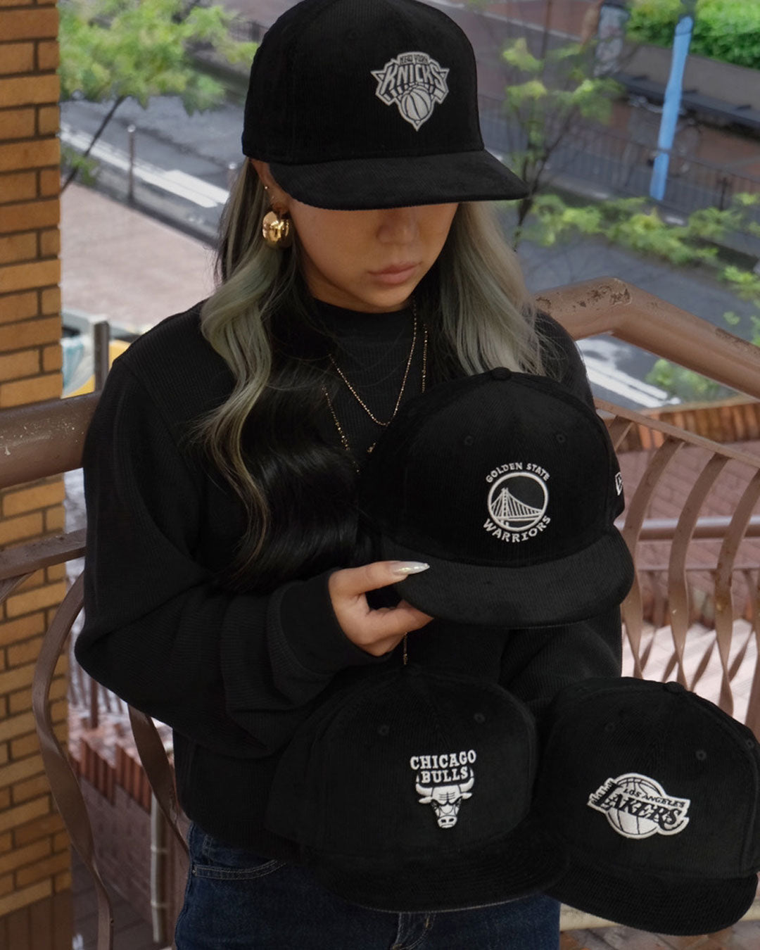 NEW ERA - New York Knicks 9FIFTY NBA Black and White CORDUROY BLACK【15137006】