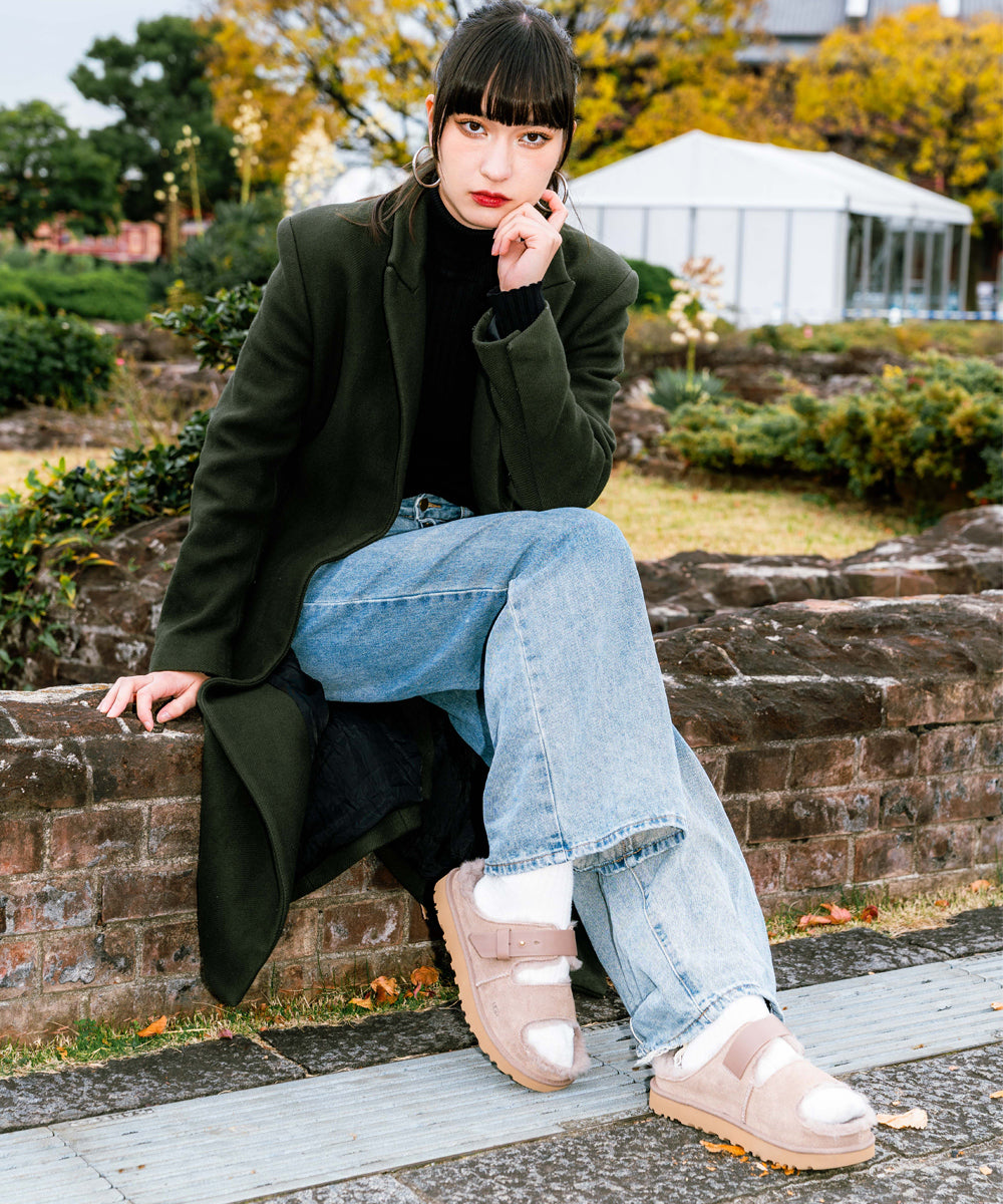 UGG - WMNS GREENPORT STRAP SLIDE Caribou【1167611-CRBO