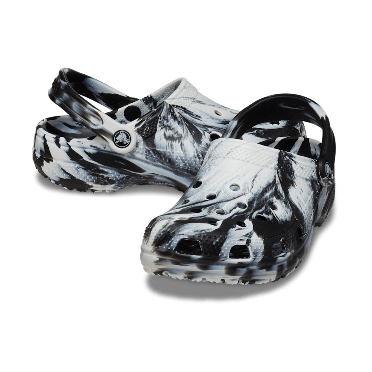 crocs - MENS WMNS CLASSIC MARBLE CLOG White/Black【206867-103】