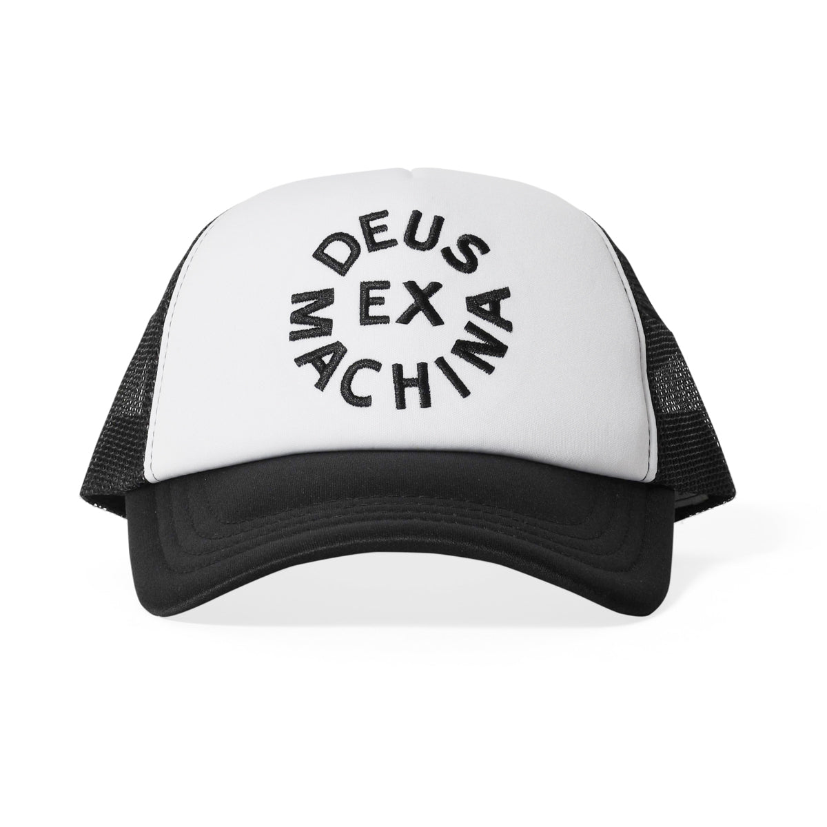 DeusExMachina デウスエクスマキナ Circle Logo Trucker Black White サークル うく ロゴ トラッカー ブラック  ホワイト メッシュキャップ