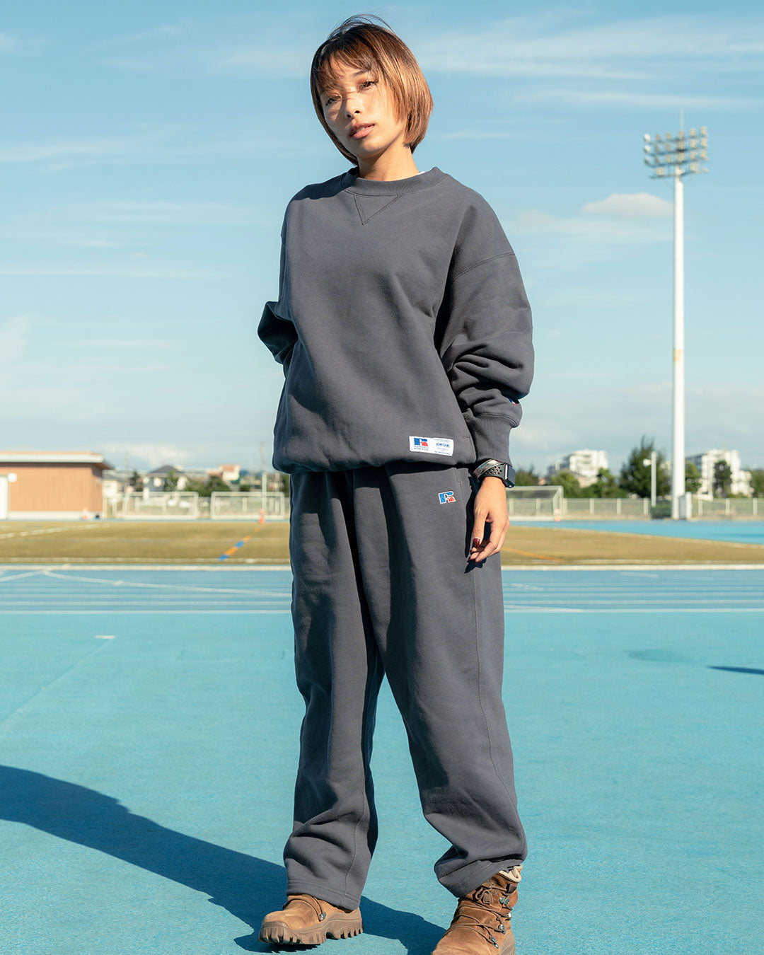 RUSSELL ATHLETIC | HOMEGAME - PRO COTTON SHELTE CH WARM SWEAT PANTS BLACK【26FW-HG-003】
