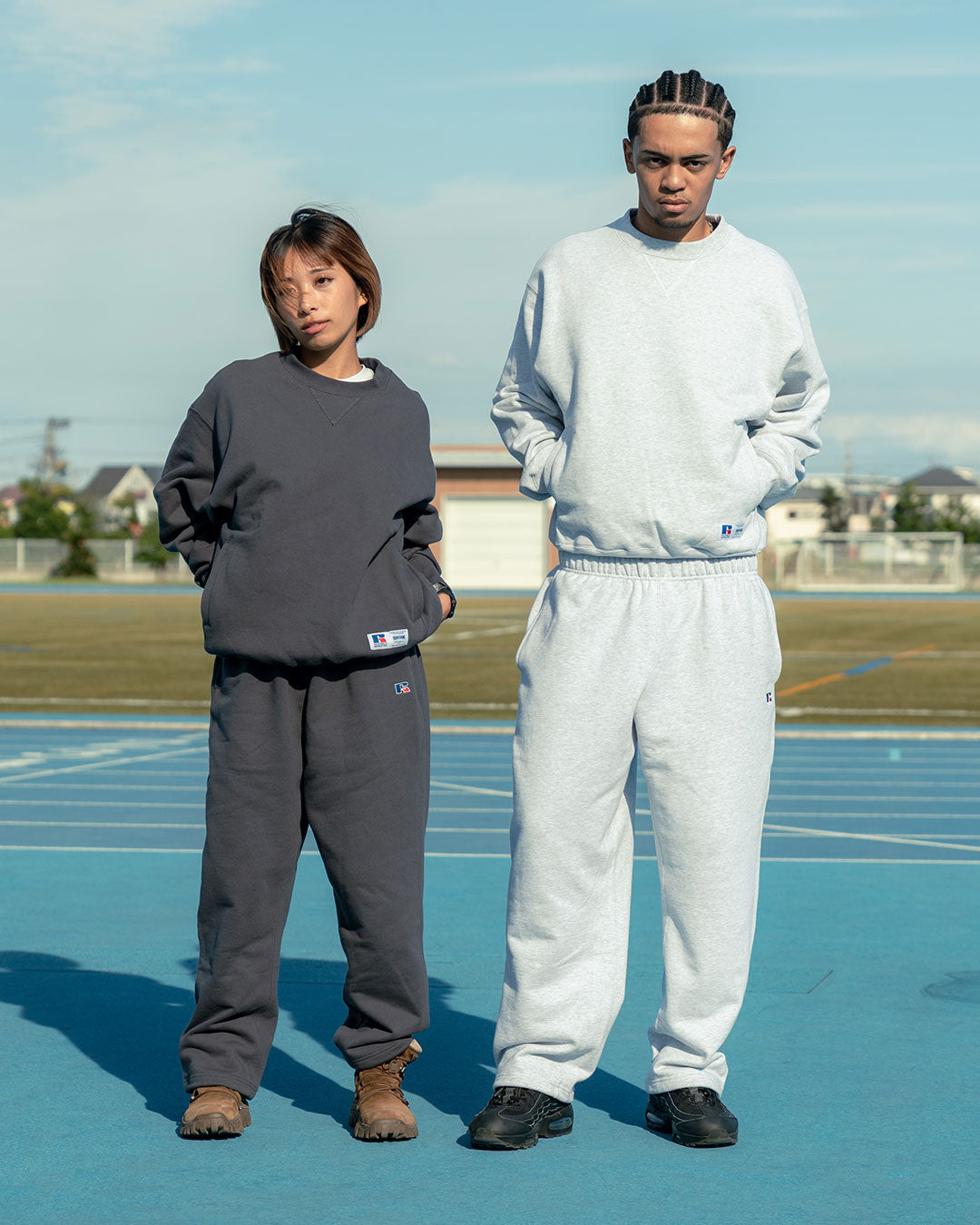 RUSSELL ATHLETIC | HOMEGAME - PRO COTTON SHELTE CH WARM SWEAT PANTS ASH【26FW-HG-003】
