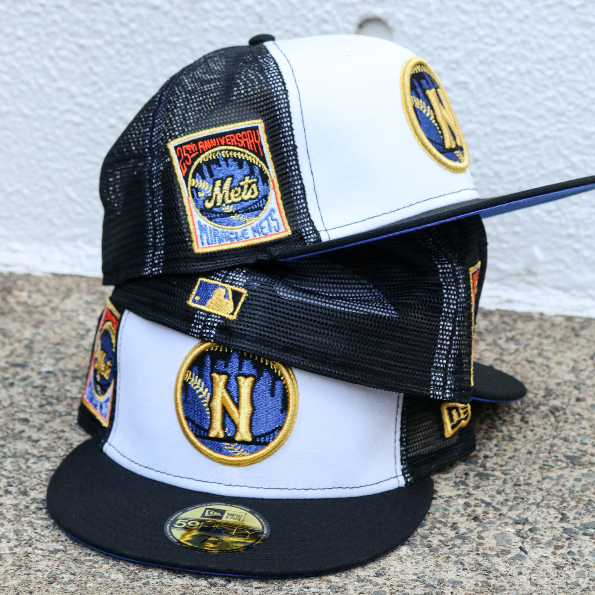 NEW ERA New York Mets - 59FIFTY 25th Anniv MIRACLE METS MESH BLACK/WHITE
