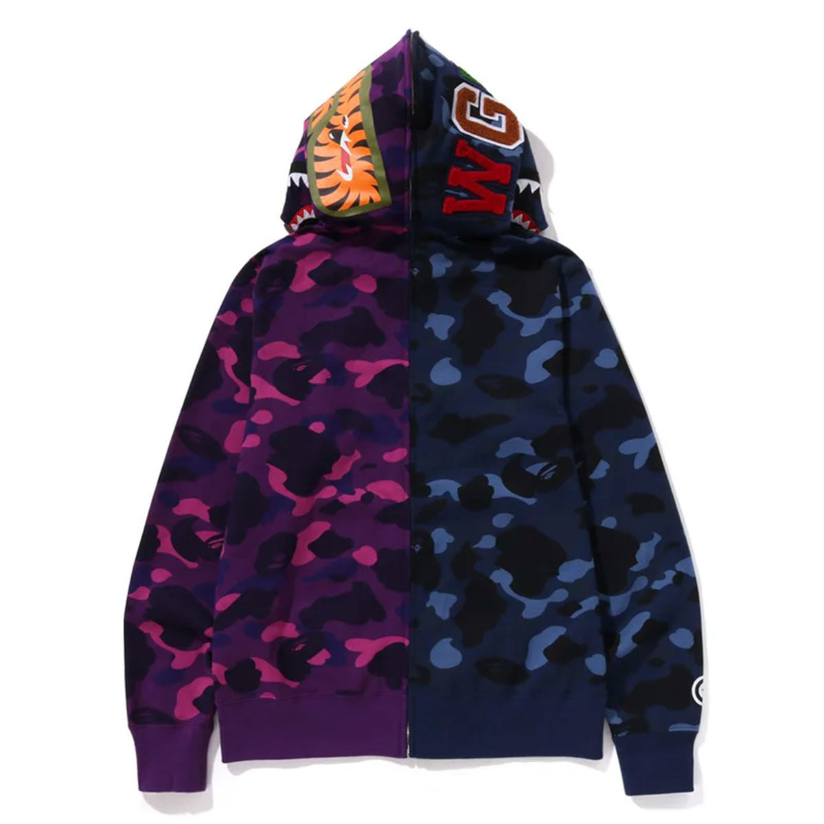 A BATHING APE アベイシングエイプ BAPE COLOR CAMO SEPARATE SHARK FZ HOODIE NAVY/PURPLE ベイプカラー カモ セパレート シャーク FZ フーディー ネイビー/パープル【1K80-115-001】