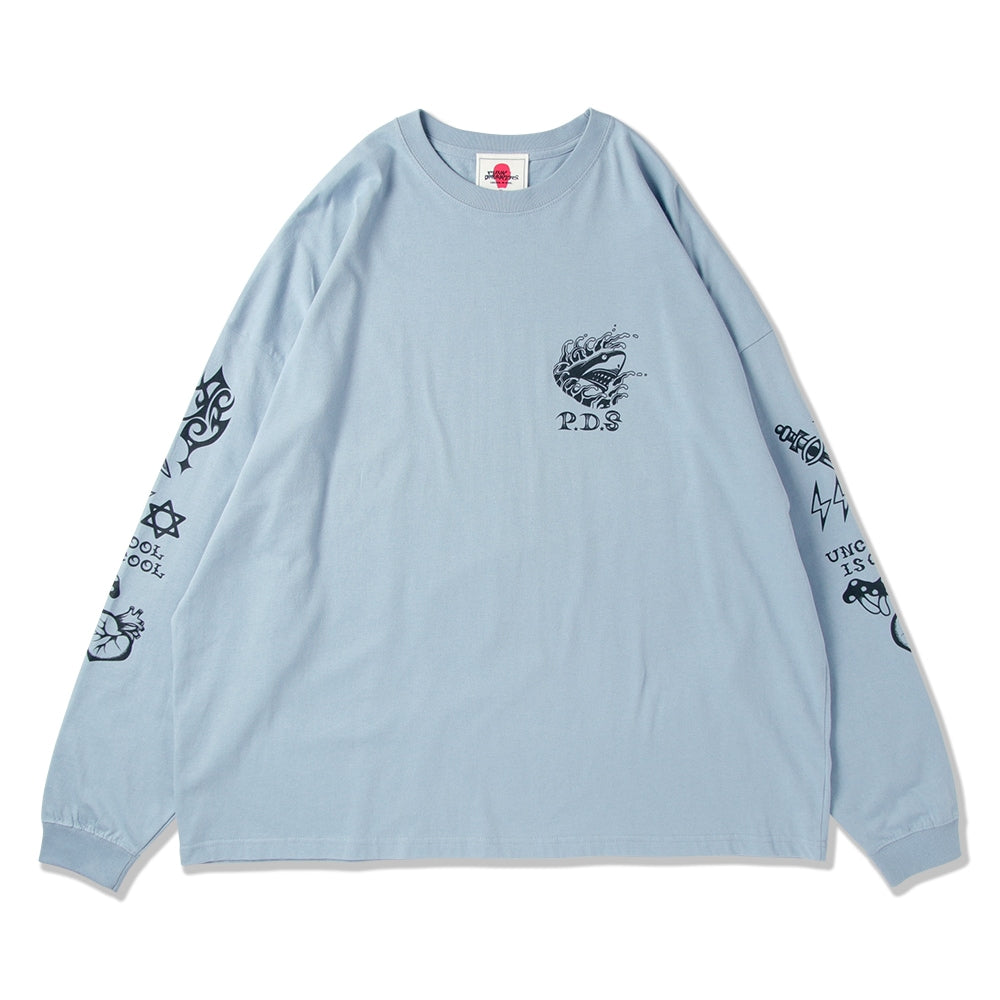 PUNK DRUNKERS - タトゥー鮫人BIGロンTEE S.BLUE【PDS-25213B】