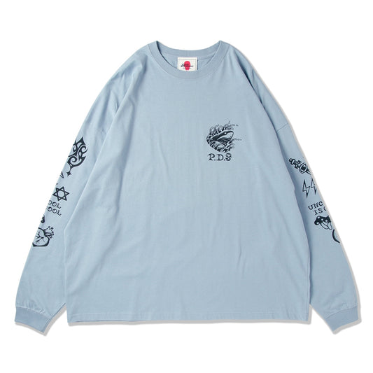 PUNK DRUNKERS - タトゥー鮫人BIGロンTEE S.BLUE【PDS-25213B】