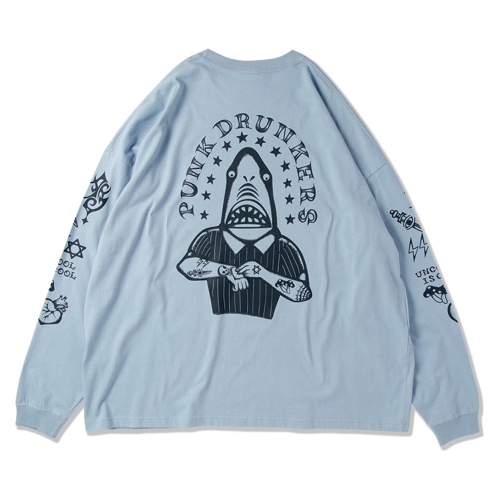 PUNK DRUNKERS - タトゥー鮫人BIGロンTEE S.BLUE【PDS-25213B】