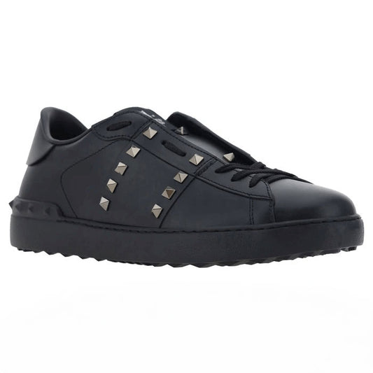 VALENTINO GARAVANI - Rockstud Untitled Calfskin Sneaker "Black"【6Y2S0931BXE】