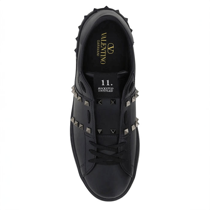 VALENTINO GARAVANI - Rockstud Untitled Calfskin Sneaker "Black"【6Y2S0931BXE】