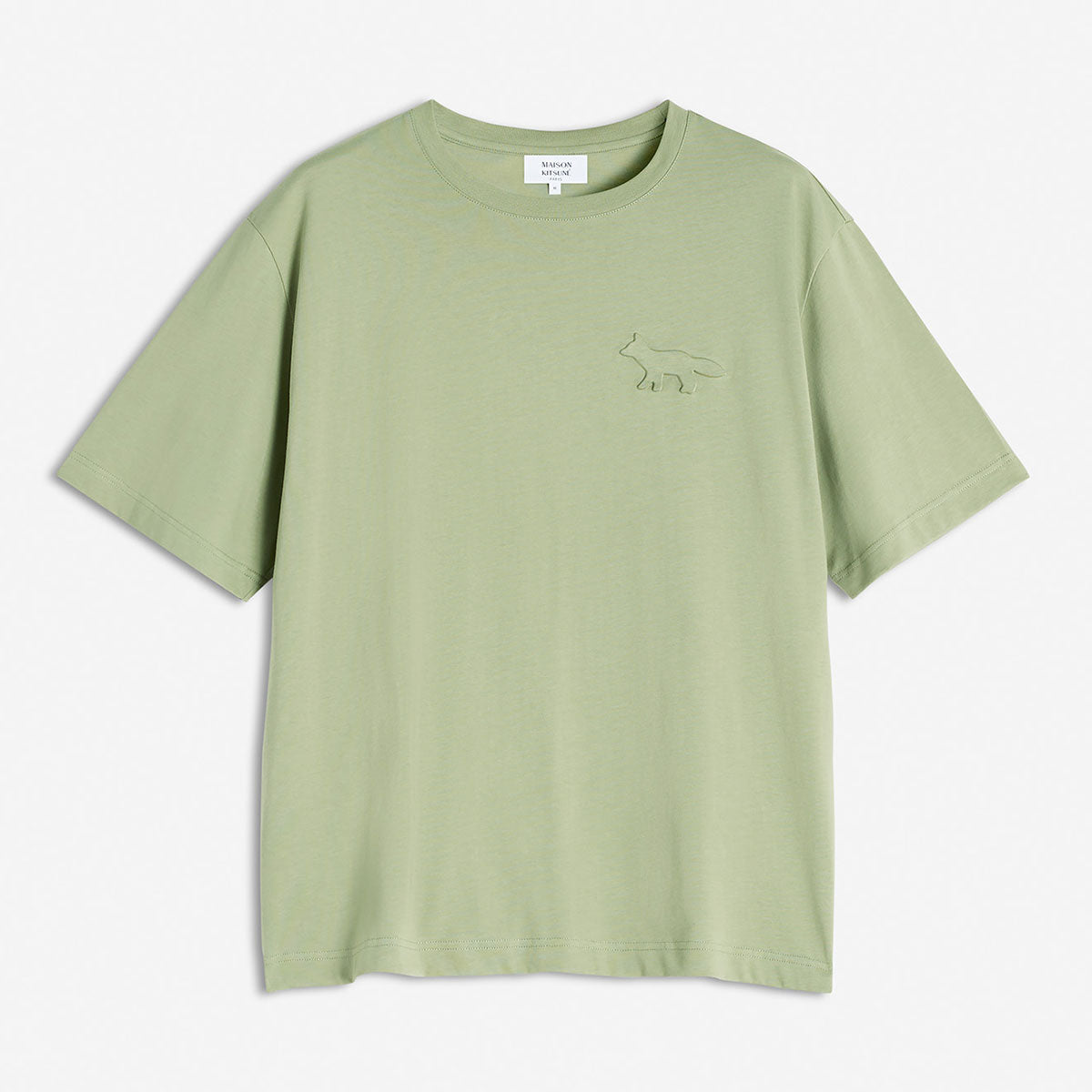 MAISON KITSUNE - EMBOSSED PROFILE FOX OVERSIZE TEE-SHIRTS TURF GREEN【OM00116KJ7016】