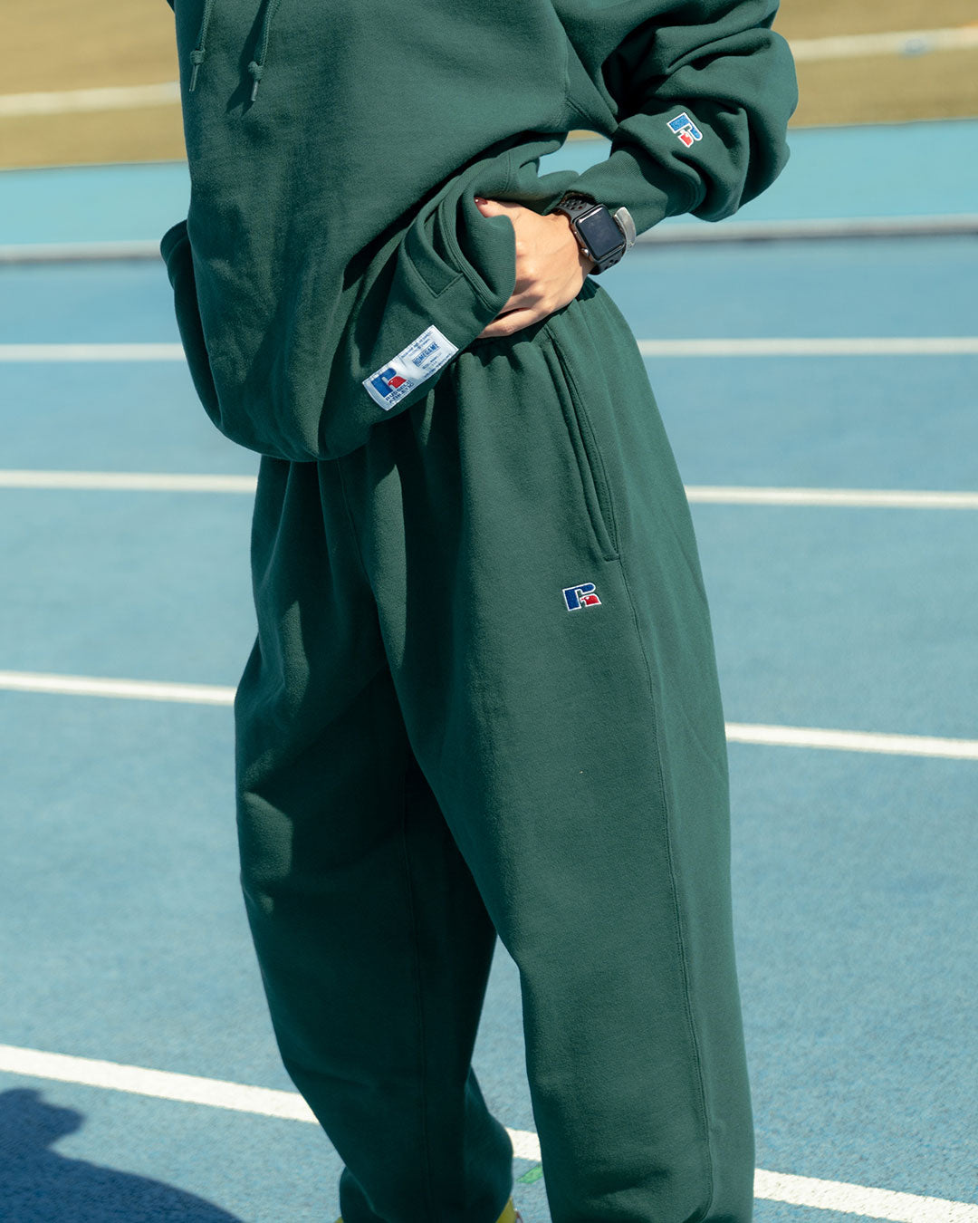 RUSSELL ATHLETIC | HOMEGAME - PRO COTTON SHELTE CH WARM SWEAT PANTS GREEN【26FW-HG-003】
