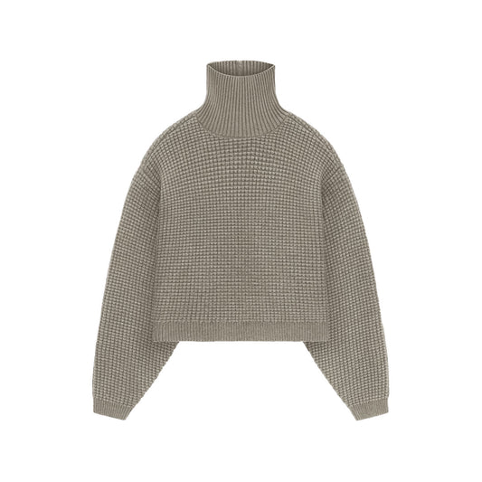 Fear of God ESSENTIALS - HEAVY WAFFLE CROPPED TURTLENECK HEATHER GRAY 【192HO247321FW】