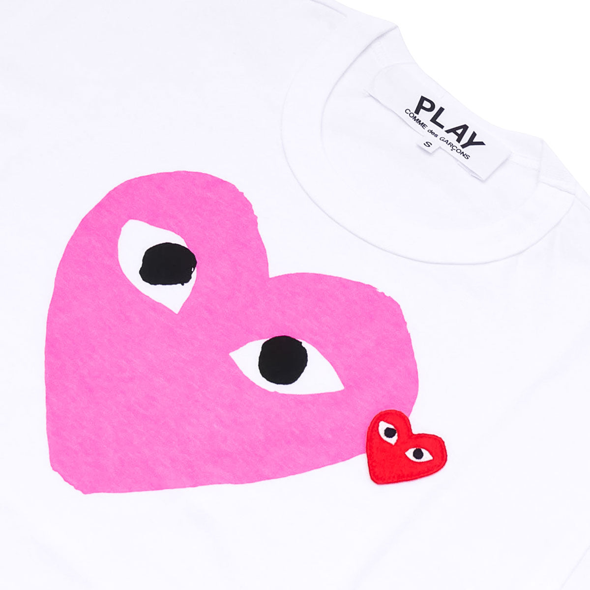 PLAY CDG BIG HEART T-SHIRT "WHITE/PINK (RED MINI HEART)"  プレイ コム デ ギャルソン ビッグ ハート Tシャツ "ホワイト/ピンク (レッド ミニハート)"【AX-T106-051】