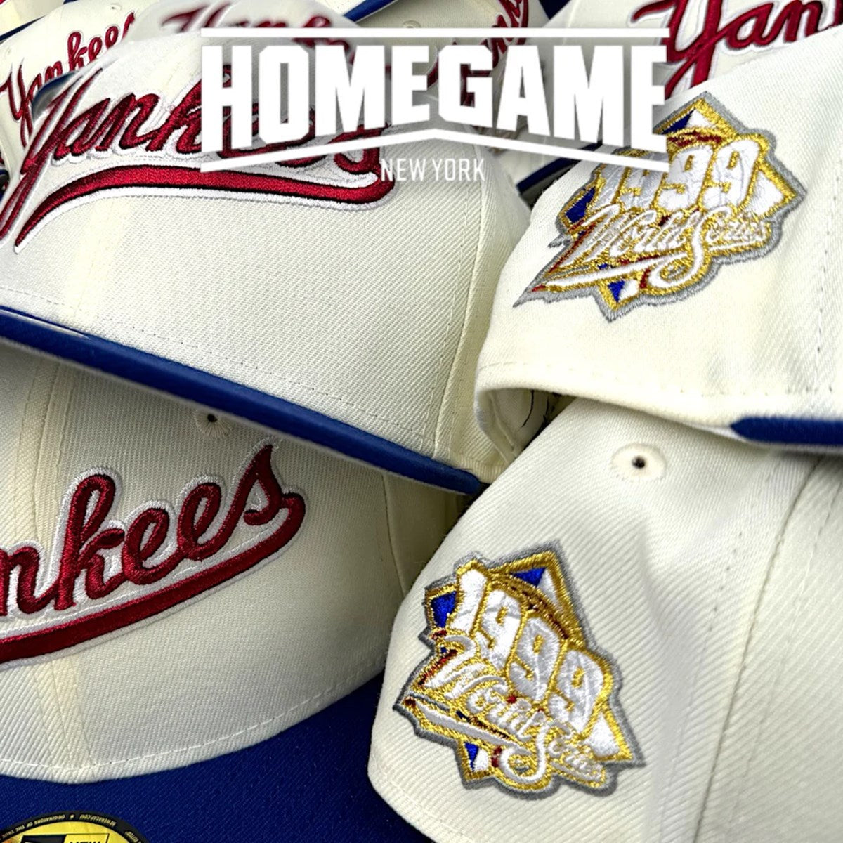 NEW ERA - 59FIFTY NEW YORK YANKEES 1999 WORLD SERIES CHROME WHITE/DARK ROYAL