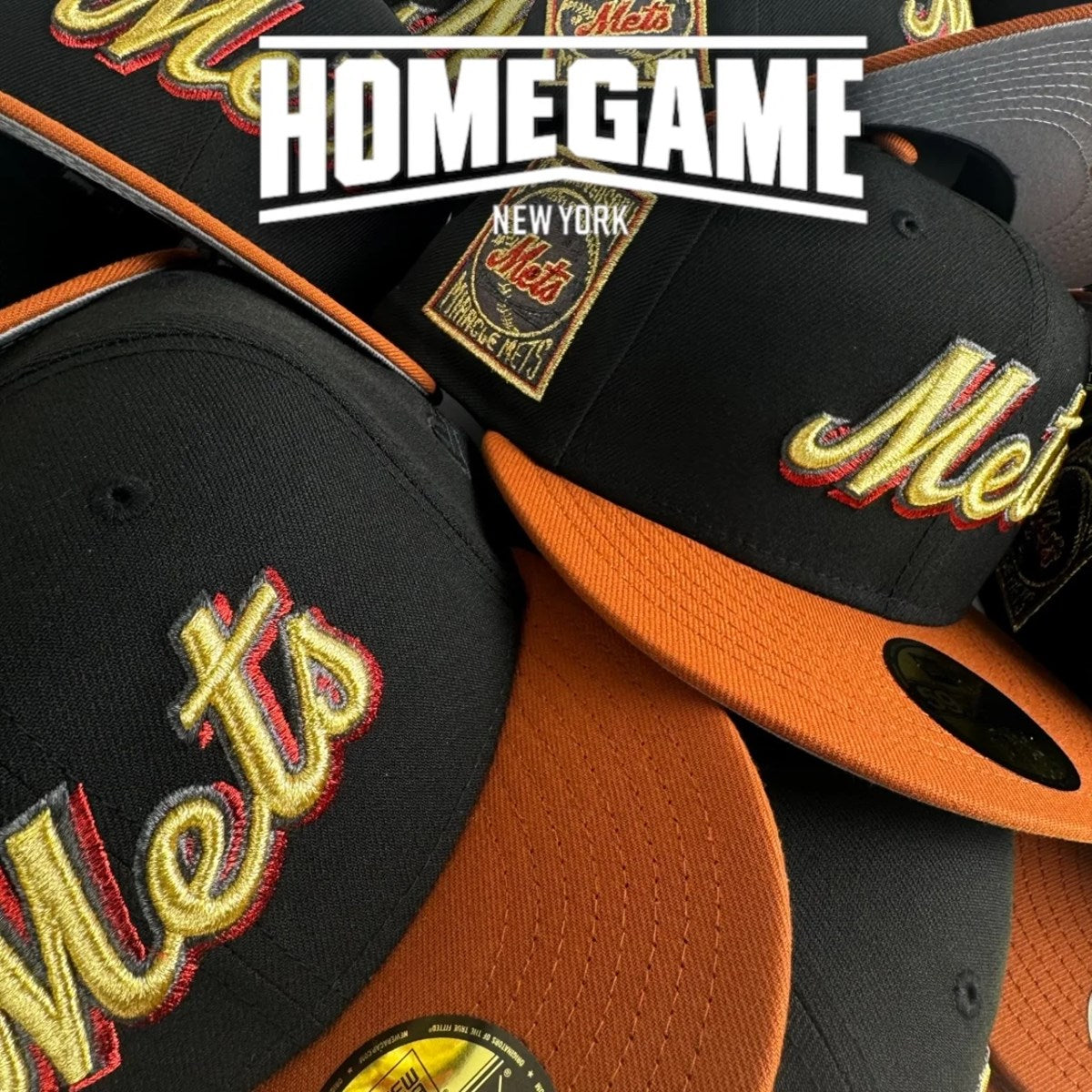 NEW ERA - 59FIFTY NEW YORK METS 25TH ANNIVERSARY BLACK/RUST ORANGE