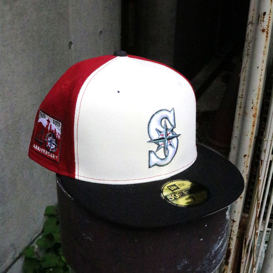 NEW ERA - SEATTLE MARINERS 40TH ANNIV 59FIFTY CHROME WHITE/BLACK/RED