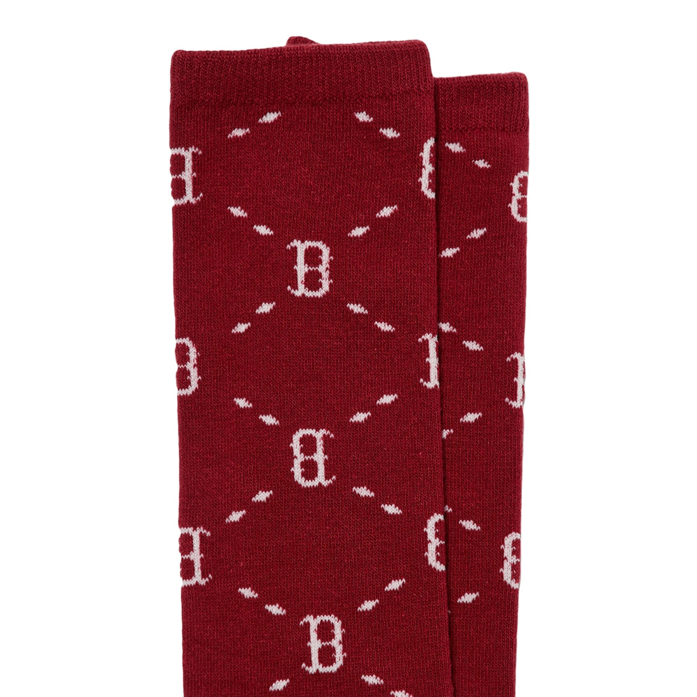 MLB - Boston Red Sox Dinamond Monogram Knee Socks Wine【3ASOKM12N】