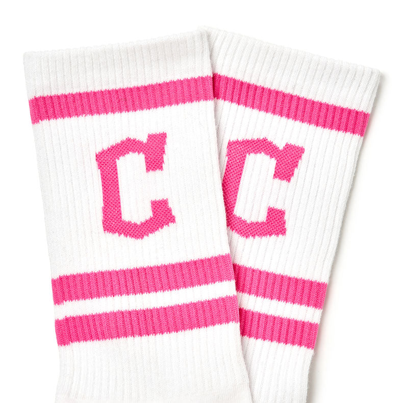 MLB - Cleveland Guardians Basic Socks White/Pink【3ASOMS53N】