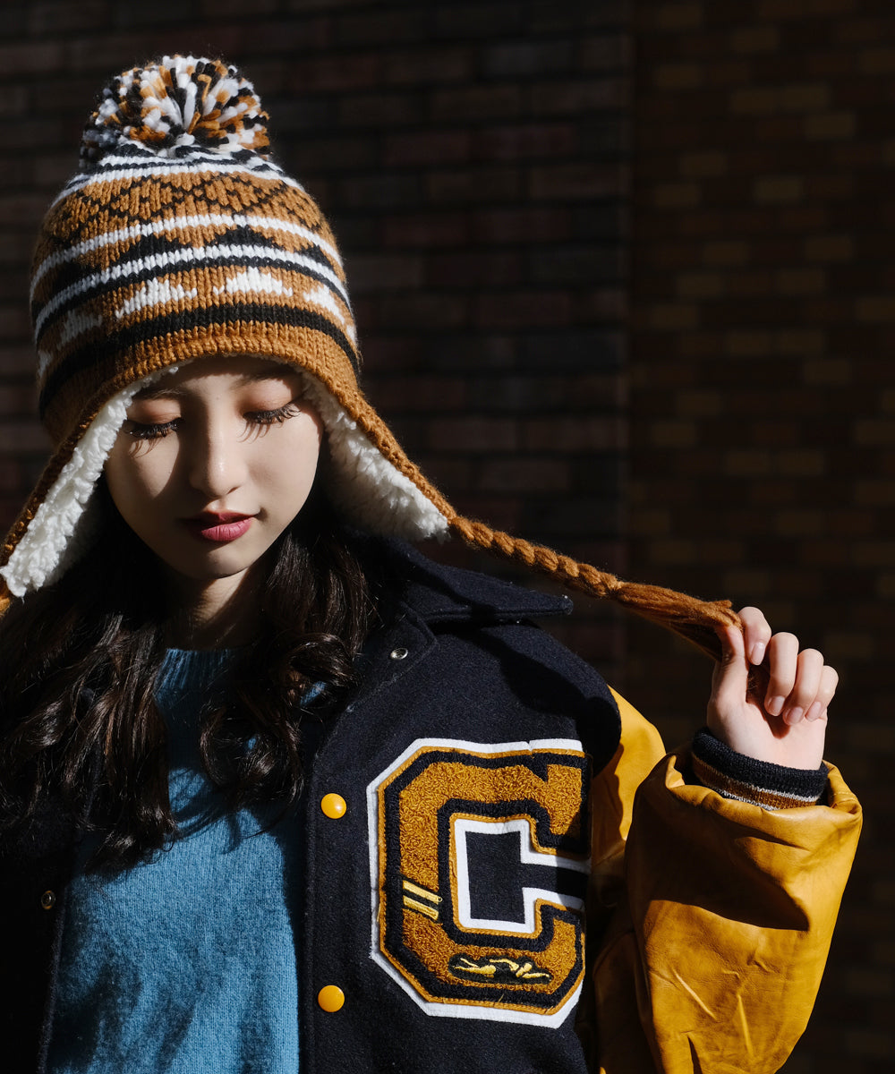 HOMEGAME - POM KNIT BEANIE NORDIC BROWN [HG231405]