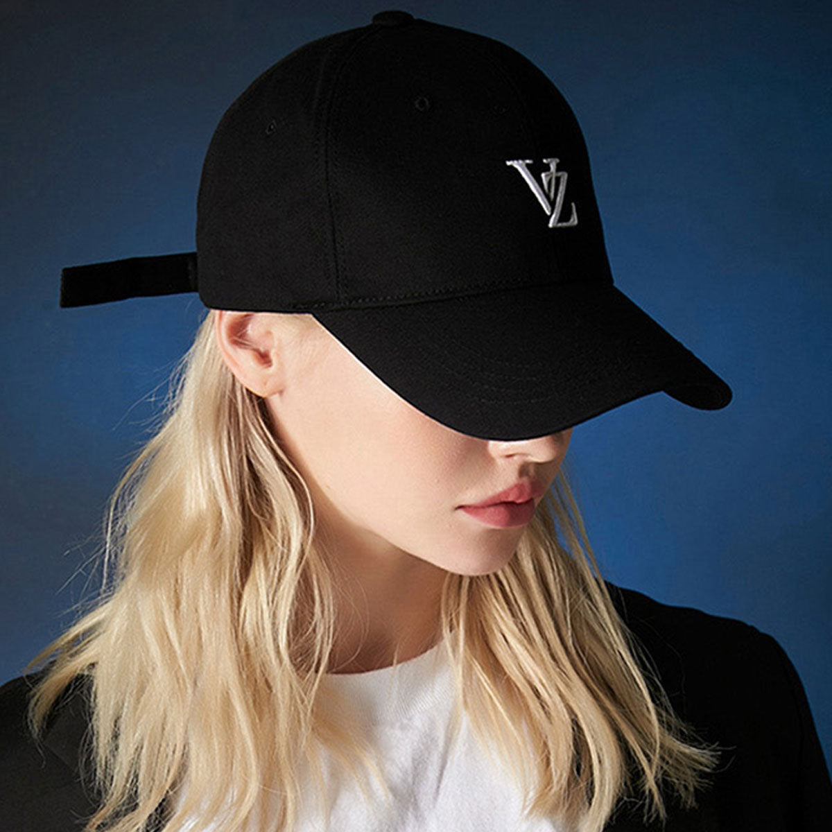 VARZAR - 3D MONOGRAM LOGO OVER FIT BALL CAP BLACK【VZR4-0002】